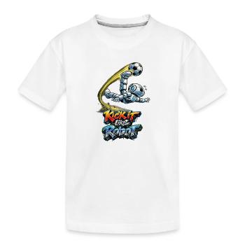 Un robot de football réalise des coups de pied aériens - T-shirt bio Premium Enfant - blanc - Devant