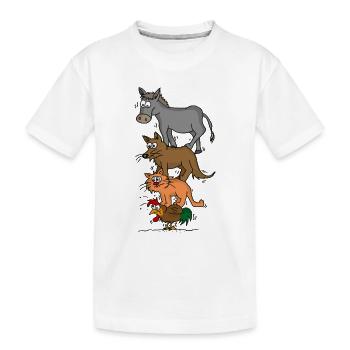 Verdrehte Bremer Stadtmusikanten - Kinder Premium Bio T-Shirt - Weiß - Vorne