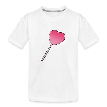 Heart Lollipop - Kids' Premium Organic T-Shirt - white - Front