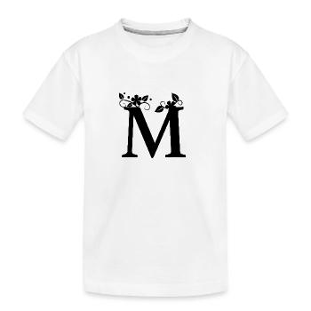 First letter M First name - Kids' Premium Organic T-Shirt - white - Front