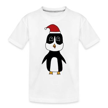 Penguin celebrates Christmas - Kids' Premium Organic T-Shirt - white - Front