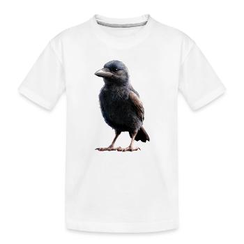 Corbeau, Corbeau, Oiseau, Corbeau Corbeau, Choucas, Corbeau noir - T-shirt bio Premium Enfant - blanc - Devant