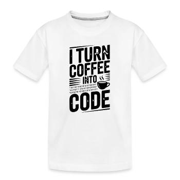 Je transforme le café en code - T-shirt bio Premium Enfant - blanc - Devant