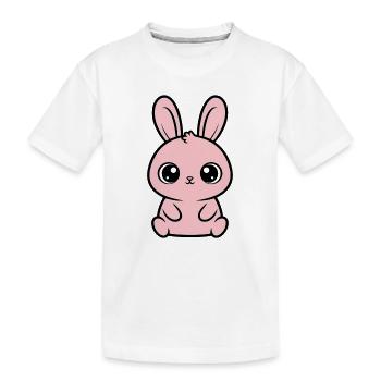Kawaii Hase Rosa Große Augen Süß - Kinder Premium Bio T-Shirt - Weiß - Vorne