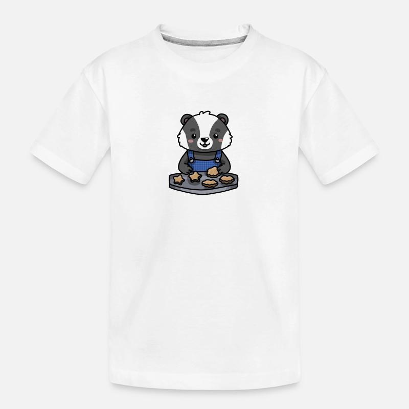 Dachs beim Plätzchen ausstechen - Kinder Premium Bio T-Shirt - Weiß