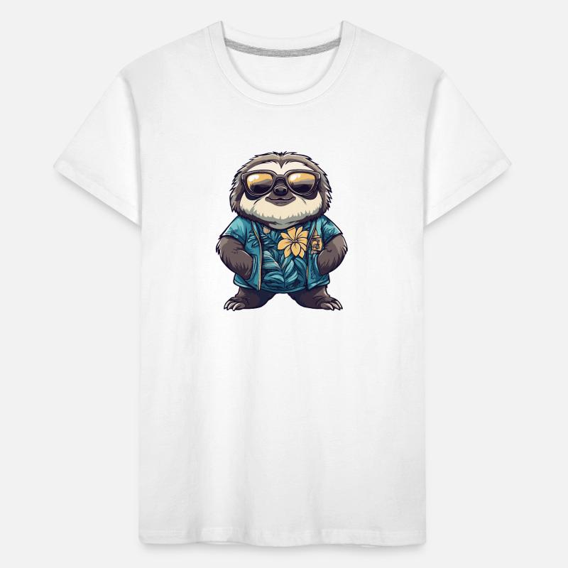 Faultier Comic Urlaub Kinder Premium Bio T-Shirt