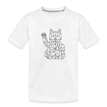 Chat de fortune Maneki-neko Polygone - T-shirt bio Premium Enfant - blanc - Devant