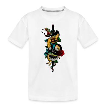 tete de mort serpent crane old school tattoo dague - T-shirt bio Premium Enfant - blanc - Devant