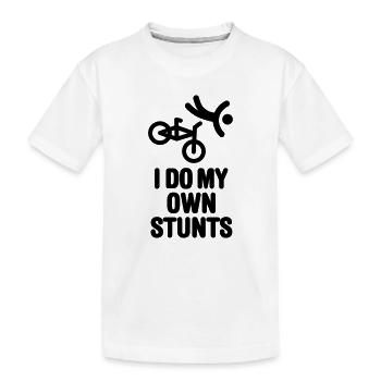 I do my own stunts BMX Fahrrad dirt bike Radfahren - Kinder Premium Bio T-Shirt - Weiß - Vorne