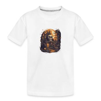 Totenkopf Halloween Grusel - Kinder Premium Bio T-Shirt - Weiß - Vorne