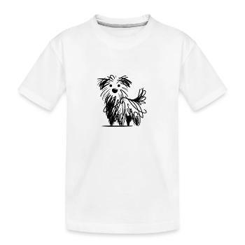 Croquis de chien minimaliste aux lignes chaotiques - T-shirt bio Premium Enfant - blanc - Devant