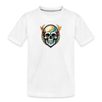 Artistic Skull, Skeleton, Morbid - Kids' Premium Organic T-Shirt - white - Front