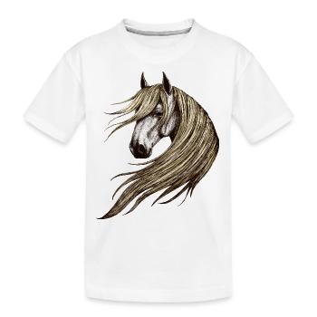 Pferd - Kinder Premium Bio T-Shirt - Weiß - Vorne