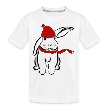 Kaninchen Hase Mütze Schal Schlappohr Schneehase - Kinder Premium Bio T-Shirt - Weiß - Vorne