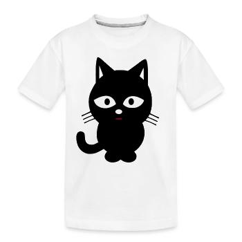 black cat - Kids' Premium Organic T-Shirt - white - Front