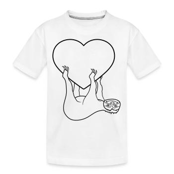 love heart sloth relax muede chillen haeng - Kids' Premium Organic T-Shirt - white - Front