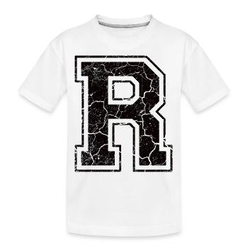 Buchstabe R im Vintage-Shabby-Chic - Kinder Premium Bio T-Shirt - Weiß - Vorne