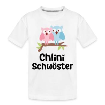 Chlini Schwöster grossi Schwöster Schweiz Baby - Kinder Premium Bio T-Shirt - Weiß - Vorne