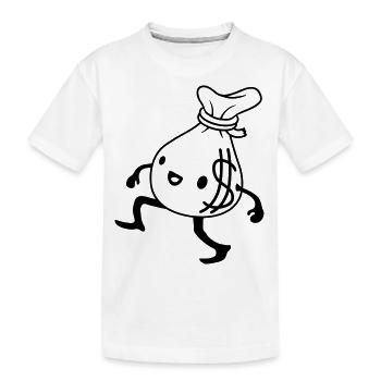 Gehender lebendiger Geldsack Comic - Kinder Premium Bio T-Shirt - Weiß - Vorne