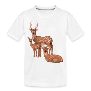 Axis deer family - Kids' Premium Organic T-Shirt - white - Front