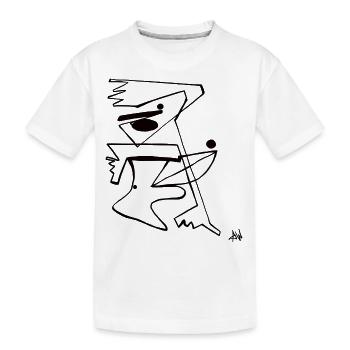 Zeichnung Gesicht Eine Linie schwarz Frau - Kinder Premium Bio T-Shirt - Weiß - Vorne