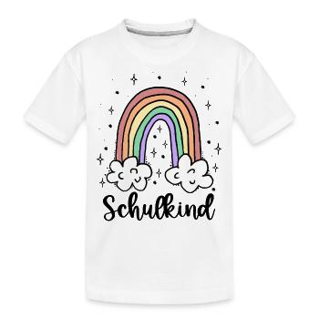 Schulkind Regenbogen Mädchen Junge Einschulung - Kinder Premium Bio T-Shirt - Weiß - Vorne