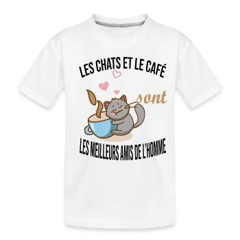 Les chats et le café meilleurs amis de l'homme - T-shirt bio Premium Enfant - blanc - Devant