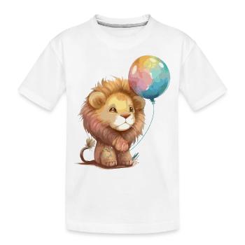 Petit lion avec ballon - T-shirt bio Premium Enfant - blanc - Devant