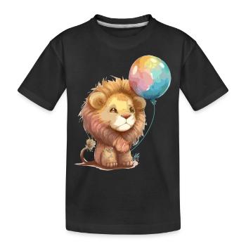 Kleiner Löwe mit Luftballon - Kinder Premium Bio T-Shirt - Schwarz - Vorne
