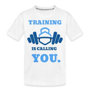 Bodybilding Gym T-Shirt - Kinder Premium Bio T-Shirt - Weiß - Vorne