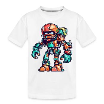 Des robots en armure futuriste colorée - T-shirt bio Premium Enfant - blanc - Devant