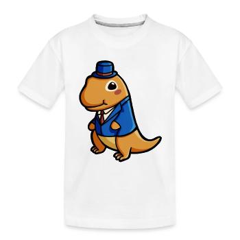 Süßer T-Rex Gentleman, Dino mit Hut, Dinosaurier - Kinder Premium Bio T-Shirt - Weiß - Vorne
