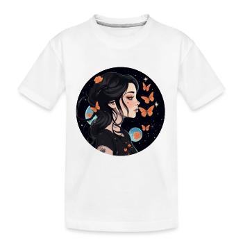 Esthétique gothique fille et papillons dans - T-shirt bio Premium Enfant - blanc - Devant