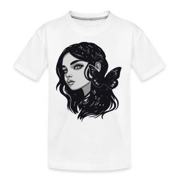 Les papillons accompagnent la femme gothique dans l’obscurité - T-shirt bio Premium Enfant - blanc - Devant