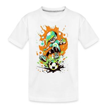 Joueur de football cool dans le look de jeu d’art de rue - T-shirt bio Premium Enfant - blanc - Devant