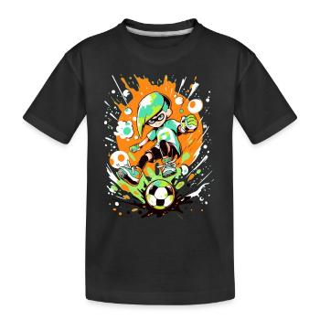 Joueur de football cool dans le look de jeu d’art de rue - T-shirt bio Premium Enfant - noir - Devant