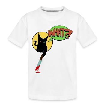 Schwarze Katze Was - Kinder Premium Bio T-Shirt - Weiß - Vorne