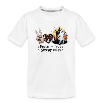 Halloween Design: paix, amour et vibrations effrayantes - T-shirt bio Premium Enfant - blanc - Devant