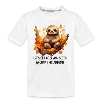 Joli design de paresseux d’automne pour les lève-tard - T-shirt bio Premium Enfant - blanc - Devant