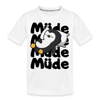 Der schlafende Pinguin / Müde / Schlafenszeit - Kinder Premium Bio T-Shirt - Weiß - Vorne