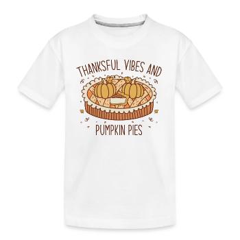 Thankful Vibes & Pies - Lustig Retro Thanksgiving - Kinder Premium Bio T-Shirt - Weiß - Vorne