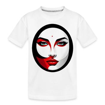 Women's face in minimal colored oval design - Kids' Premium Organic T-Shirt - white - Front