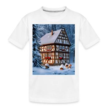 Alsace half-timbered snow house - Kids' Premium Organic T-Shirt - white - Front