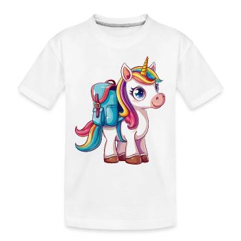 École Licorne Cartable Sac Scolaire Inscription Étudiant - T-shirt bio Premium Enfant - blanc - Devant