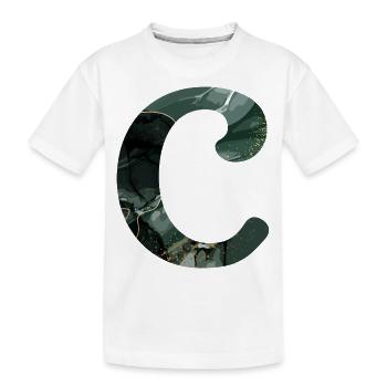 Lettre c marbré vert - T-shirt bio Premium Enfant - blanc - Devant