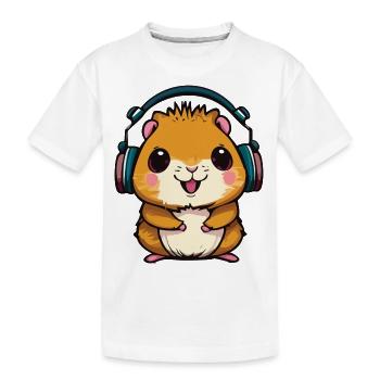 Süßer Hamster, der Kopfhörer trägt, DJ-Hamster - Kinder Premium Bio T-Shirt - Weiß - Vorne