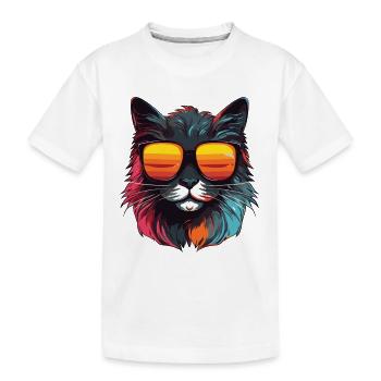 Tête de chat Cool - T-shirt bio Premium Enfant - blanc - Devant