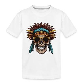 Apache Totenkopf Indianer - Kinder Premium Bio T-Shirt - Weiß - Vorne