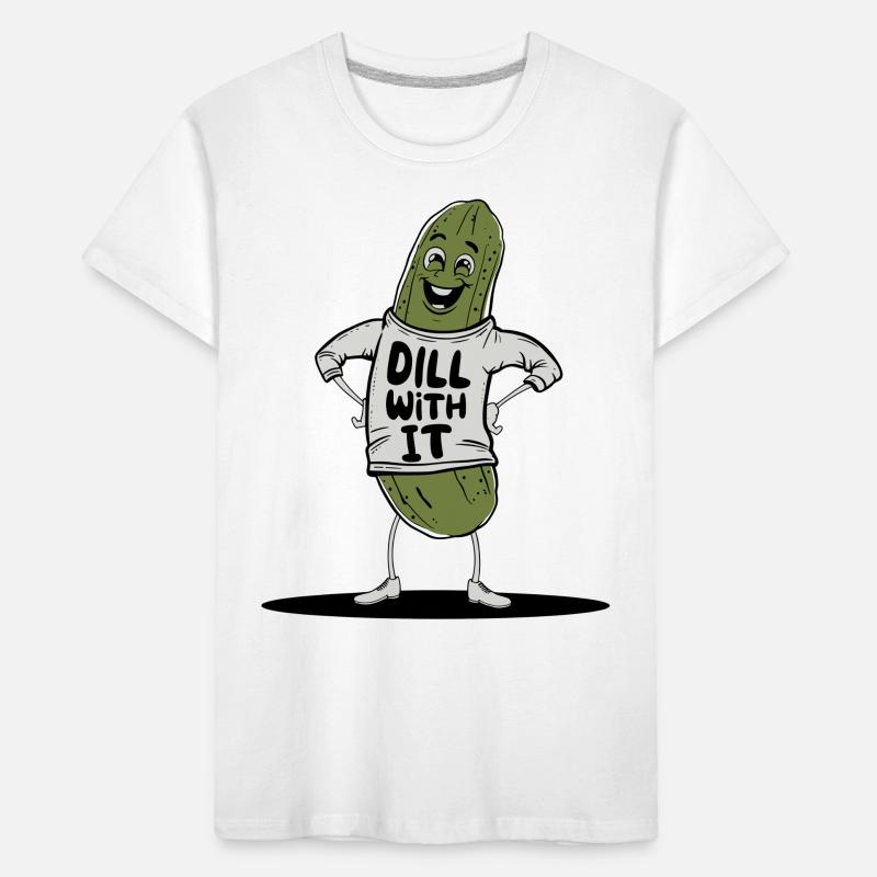 dill with it funny pickle pun Kids' Premium Organic T-Shirt