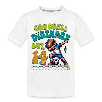 14e anniversaire Football - T-shirt bio Premium Enfant - blanc - Devant